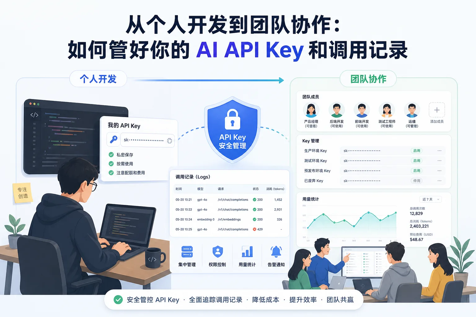 从个人开发到团队协作：如何管好你的 AI API Key 和调用记录