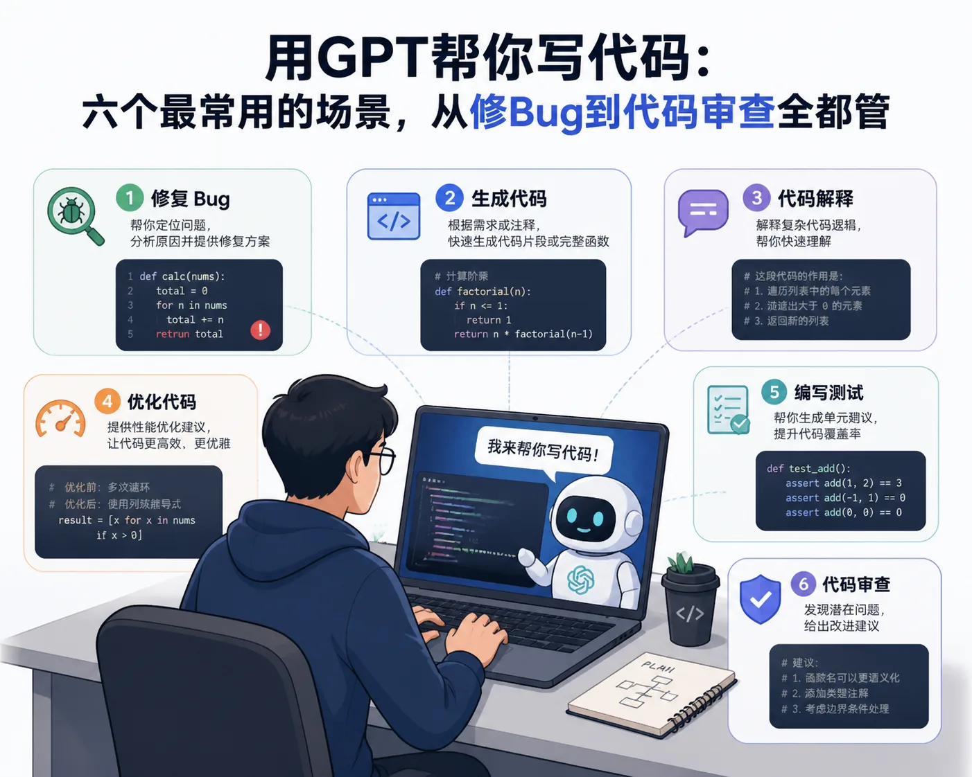 用GPT帮你写代码：六个最常用的场景，从修Bug到代码审查全都管