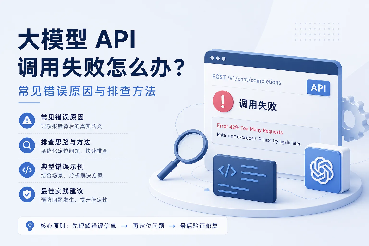 大模型 API 调用失败怎么办？常见错误原因与排查方法