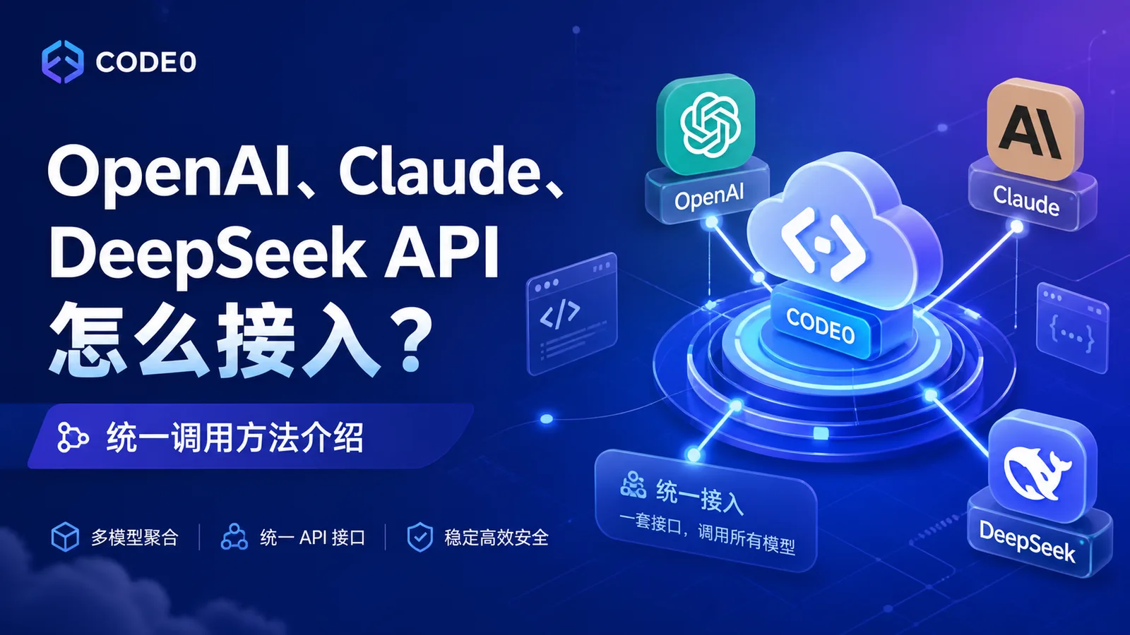 OpenAI、Claude、DeepSeek API 怎么接入？统一调用方法介绍